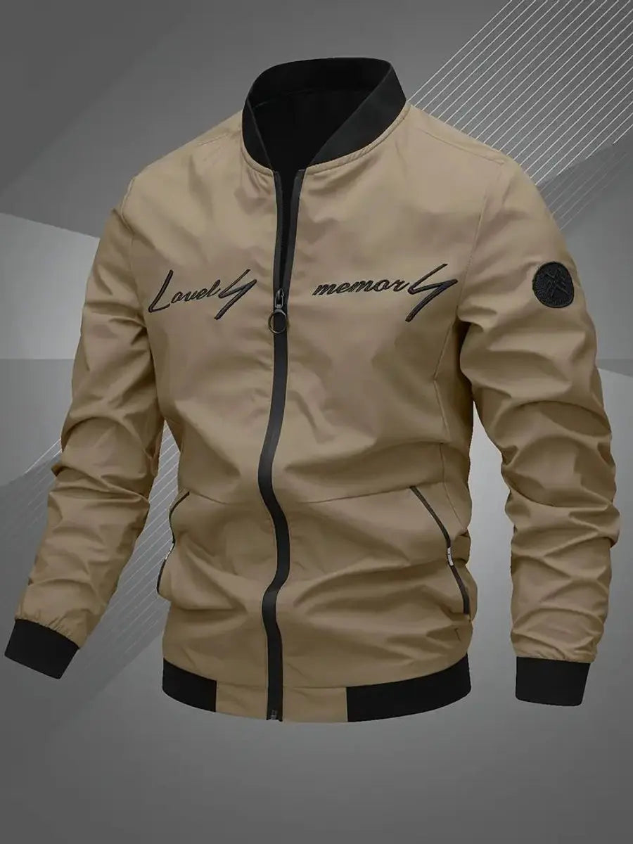 Mens Bomber Jacket Lightweight Zip-Up Baseball Collar Outerwear