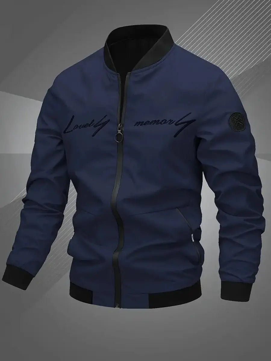 Mens Bomber Jacket Lightweight Zip-Up Baseball Collar Outerwear