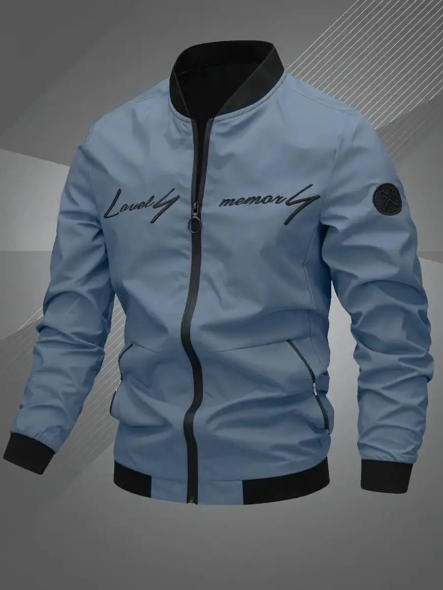Mens Bomber Jacket Lightweight Zip-Up Baseball Collar Outerwear