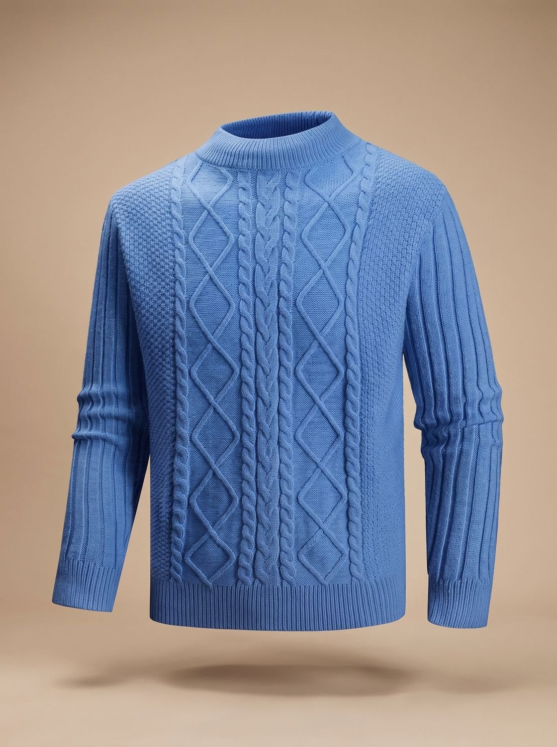 Men's Cable-Knit Mock-Neck Regular-Fit Jumper