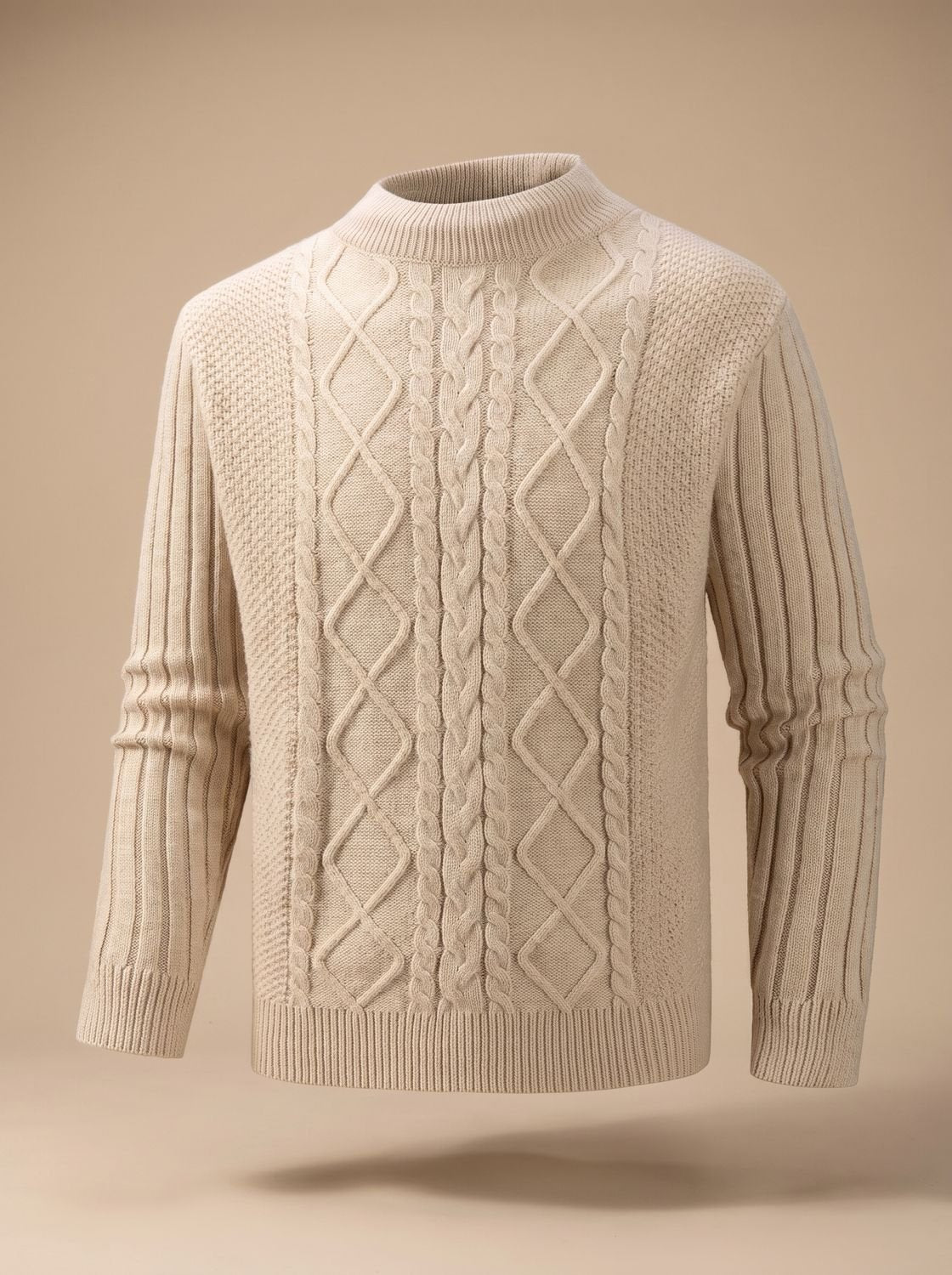 Men's Cable-Knit Mock-Neck Regular-Fit Jumper