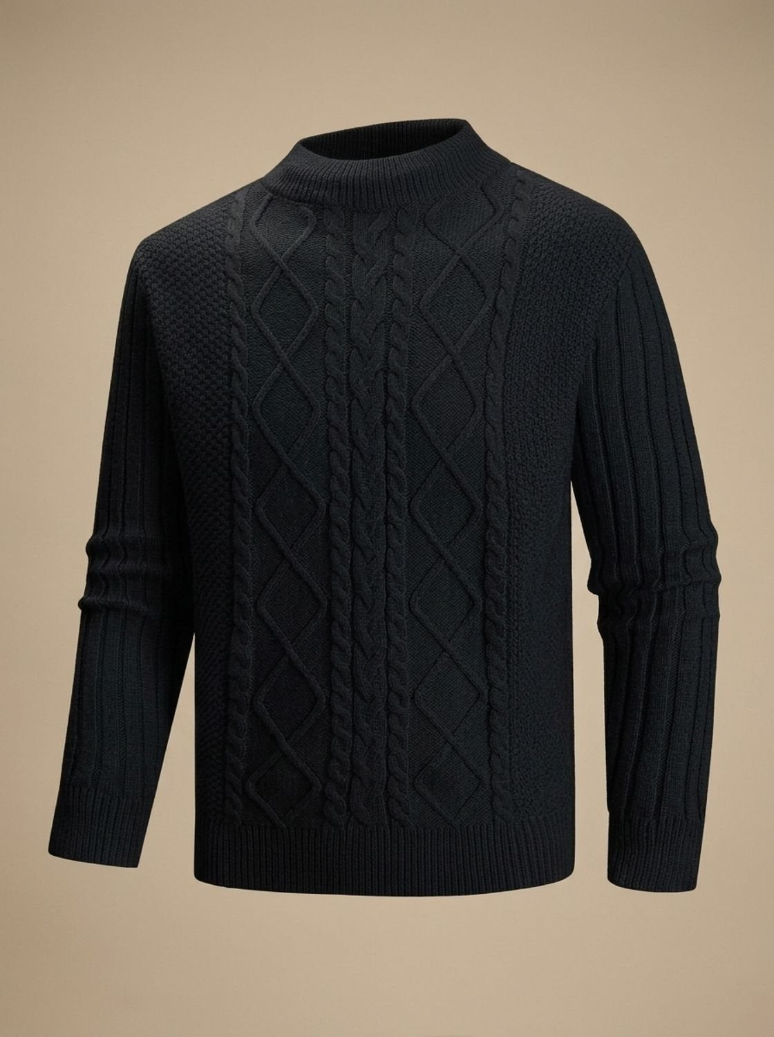 Men's Cable-Knit Mock-Neck Regular-Fit Jumper