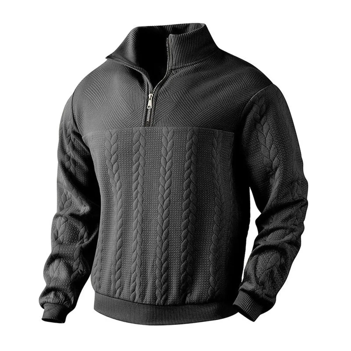 Men's Cable-Knit Quarter-Zip Pullover Mens Knit Sweater