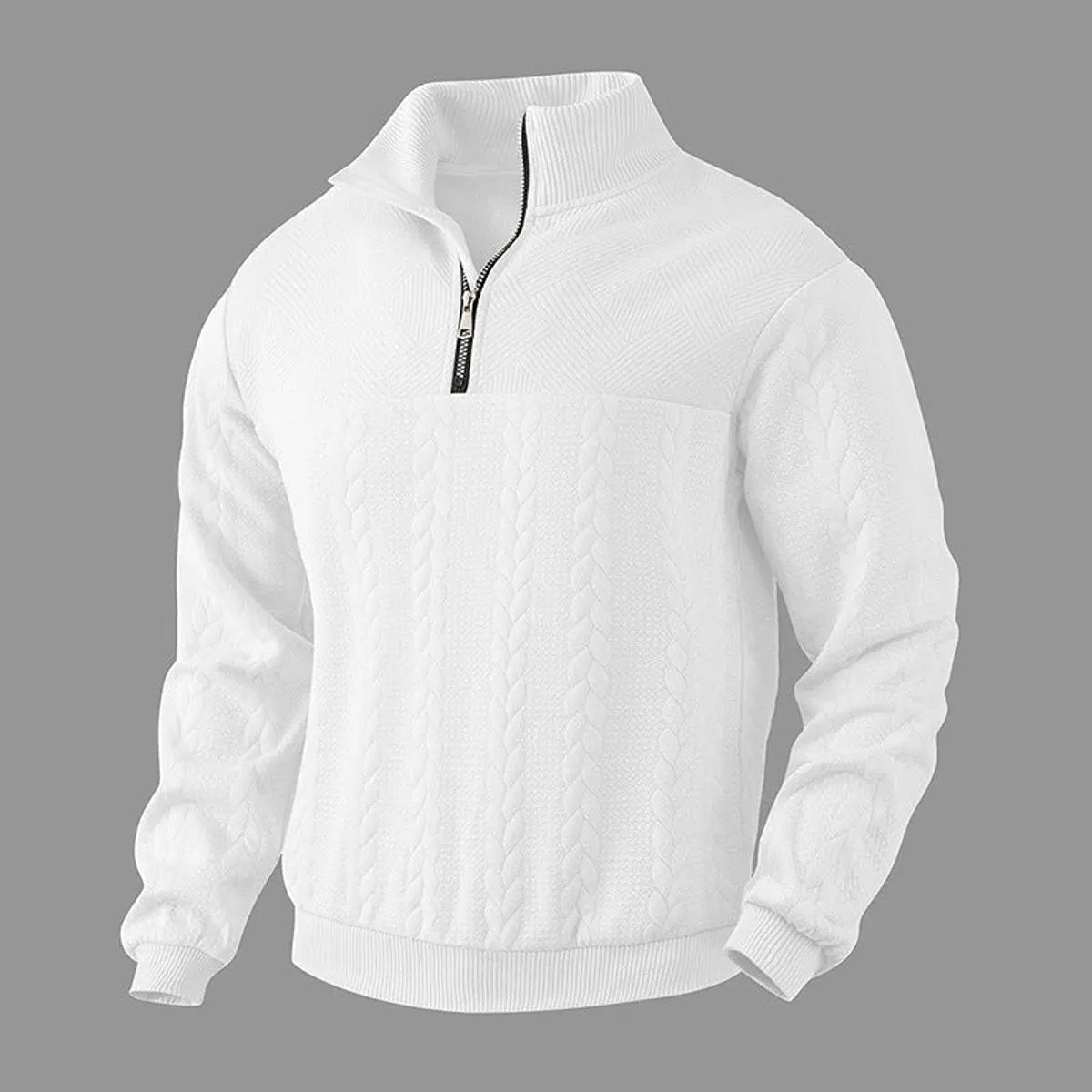 Men's Cable-Knit Quarter-Zip Pullover Mens Knit Sweater