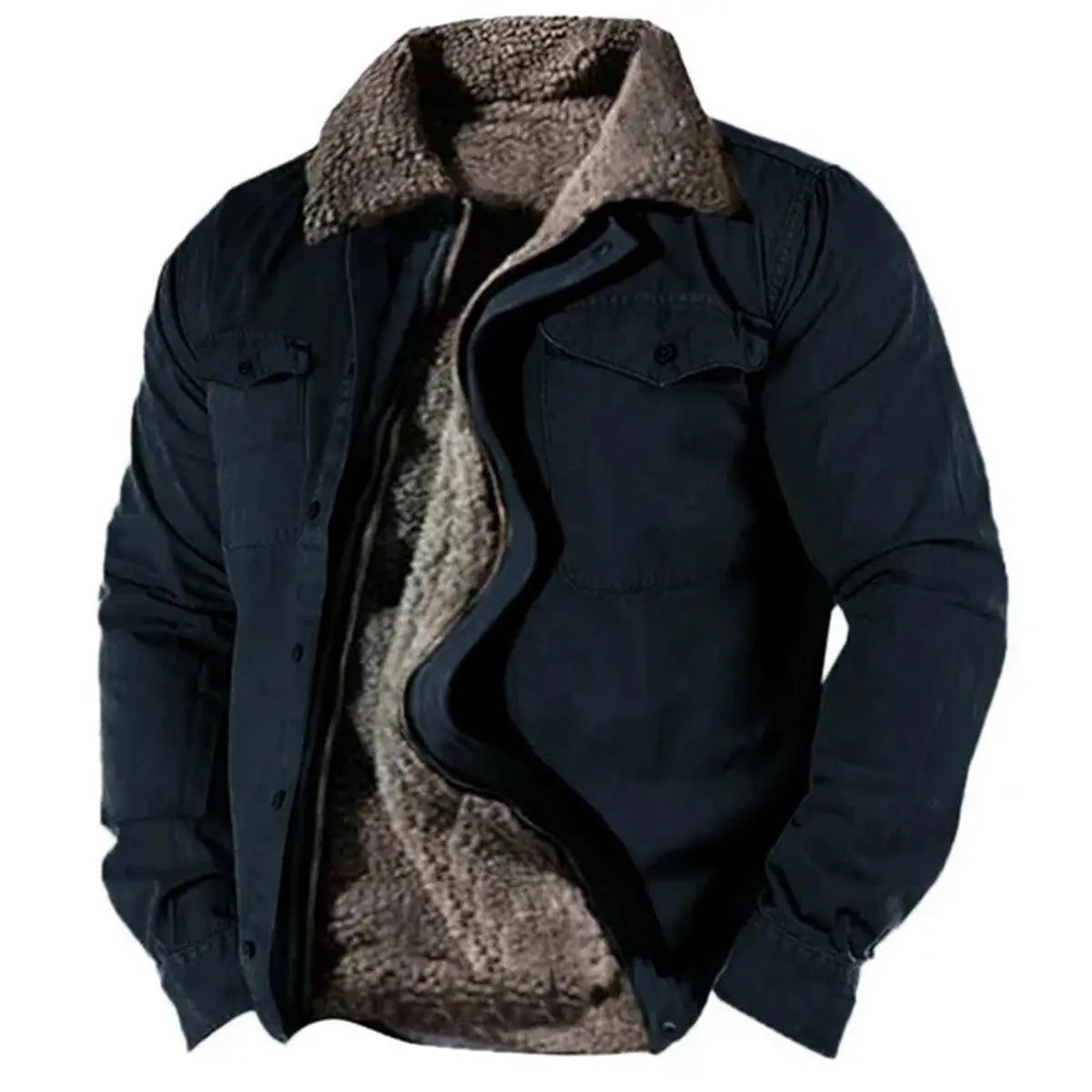 Mens Cardigan Sherpa-Lined Western Shirt Jacket