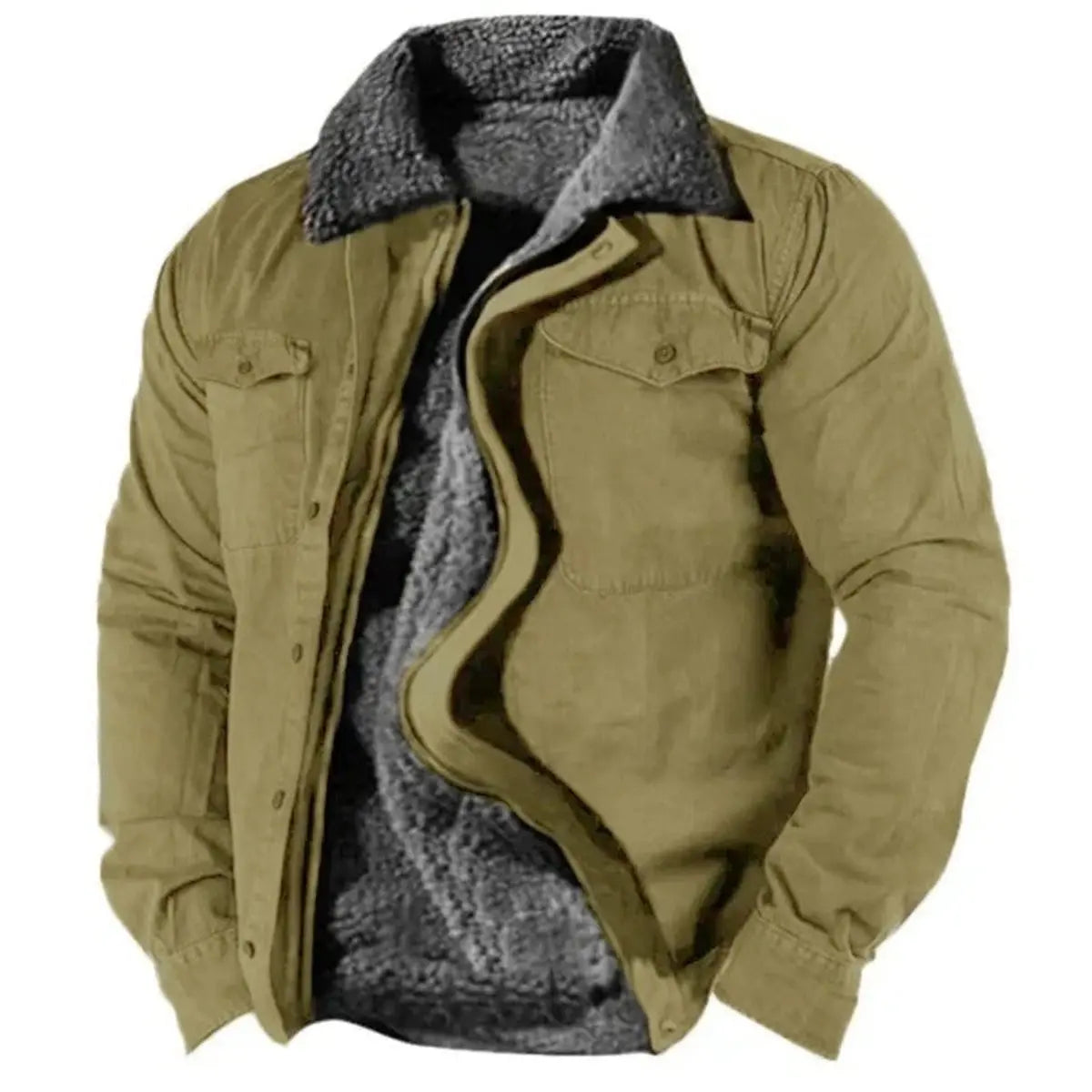 Mens Cardigan Sherpa-Lined Western Shirt Jacket