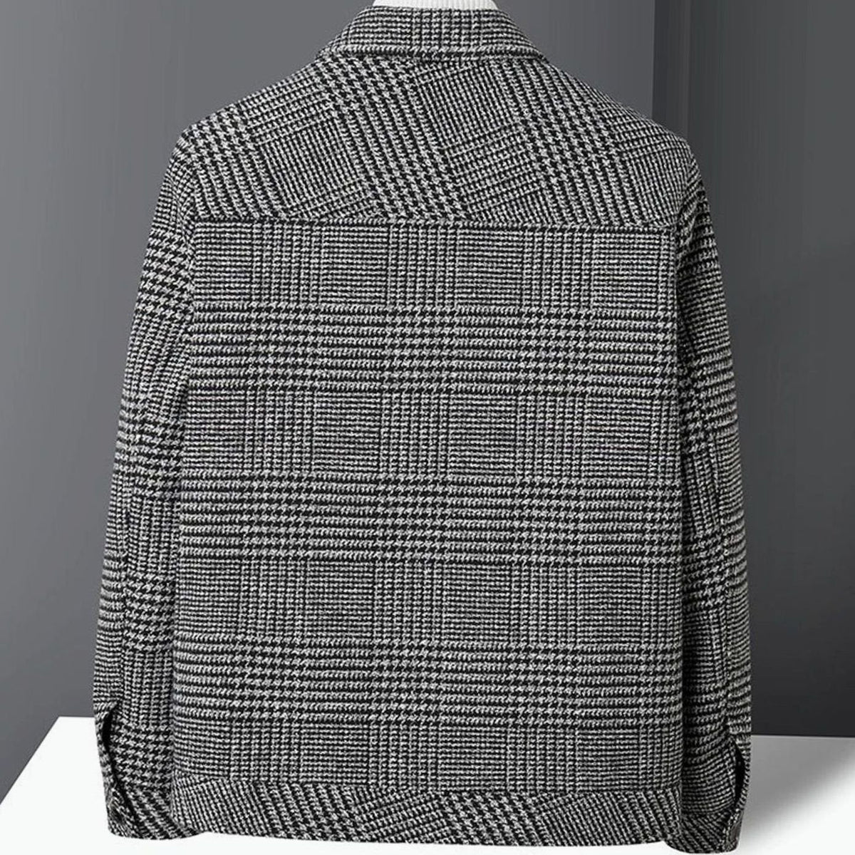 Men's Checked Wool-Blend Button-Up Overshirt Jacket