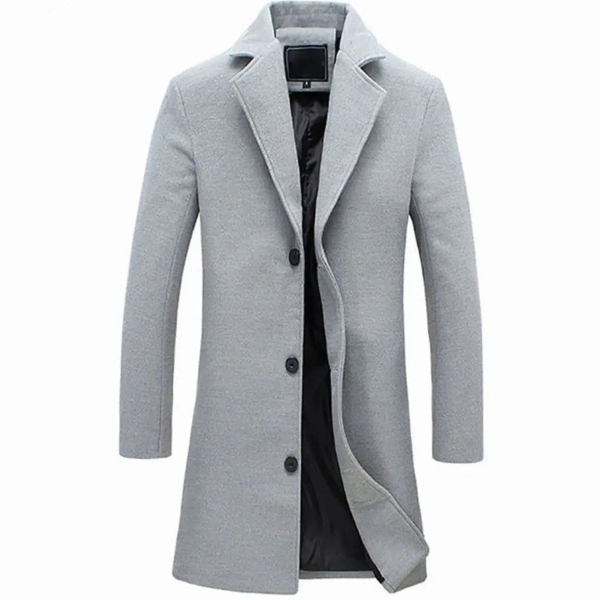 Men's Cold Weather Tailored Wool-Blend Long Trench Coat