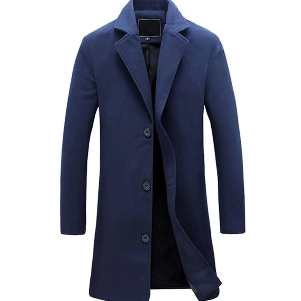 Men's Cold Weather Tailored Wool-Blend Long Trench Coat