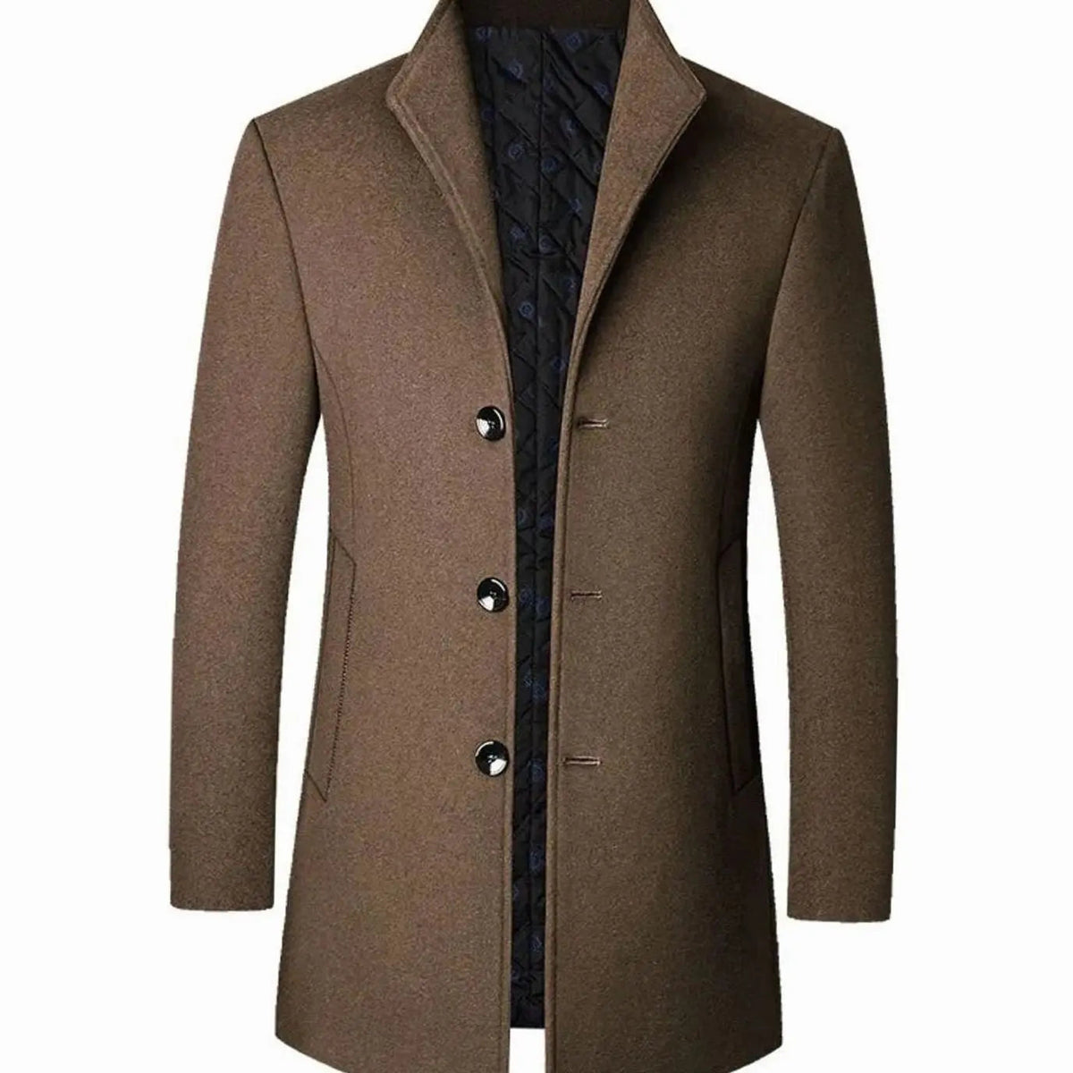 Men's Cold Weather Tailored Wool-Blend Overcoat