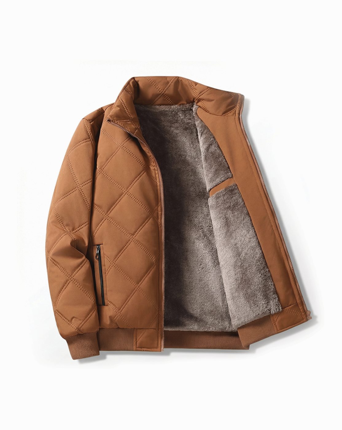 Men's Fleece-Lined Quilted Windproof Winter Jacket