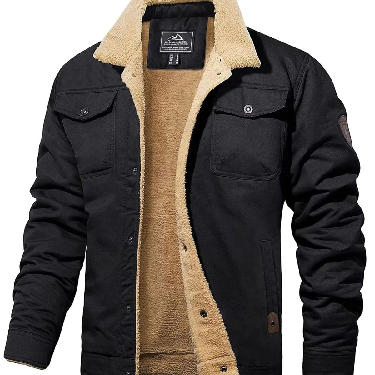 Men's Fleece-Lined Sherpa Collar Casual Jacket