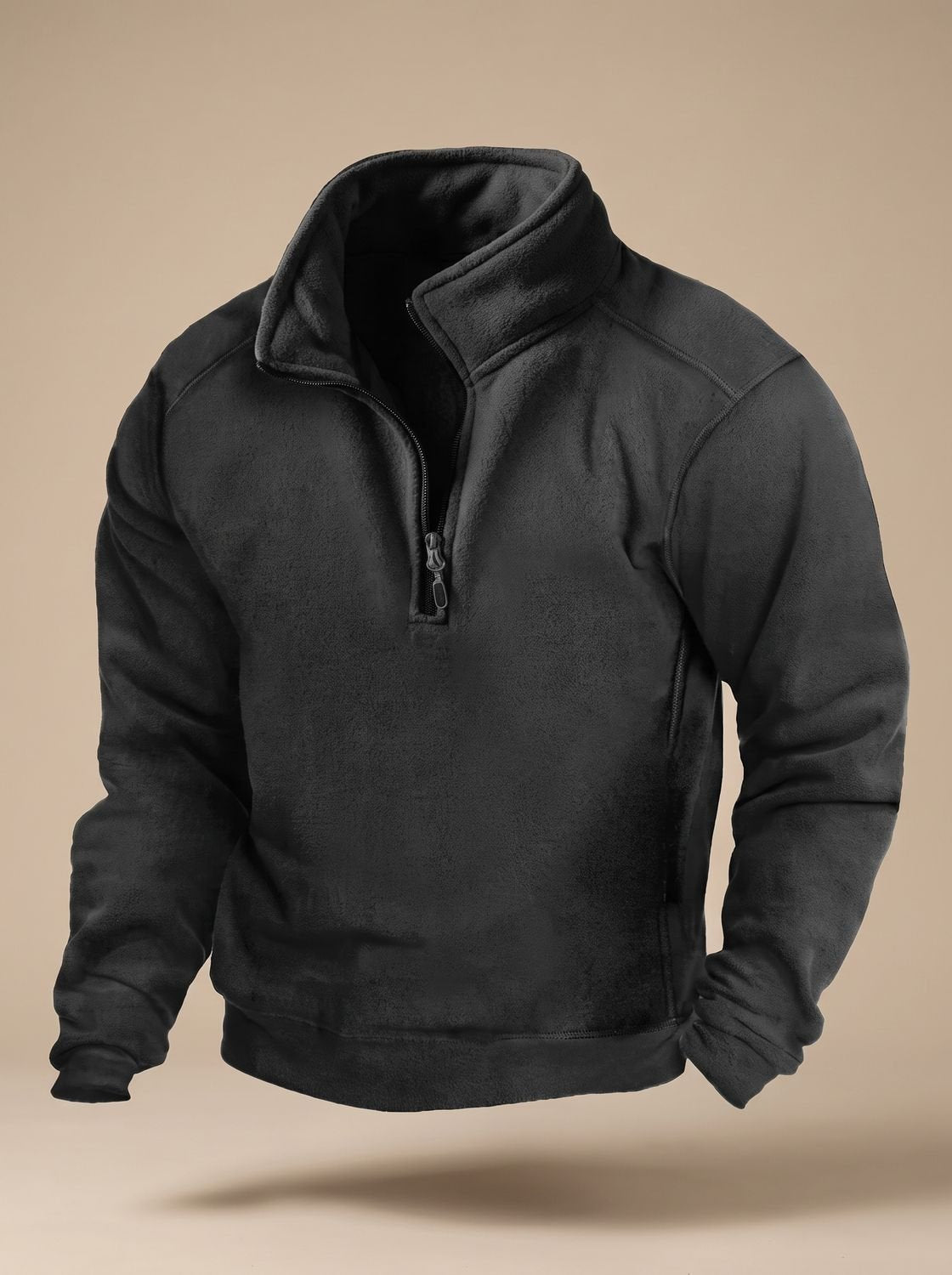 Men's Fleece Quarter-Zip Stand-Collar Windproof Pullover Jumper