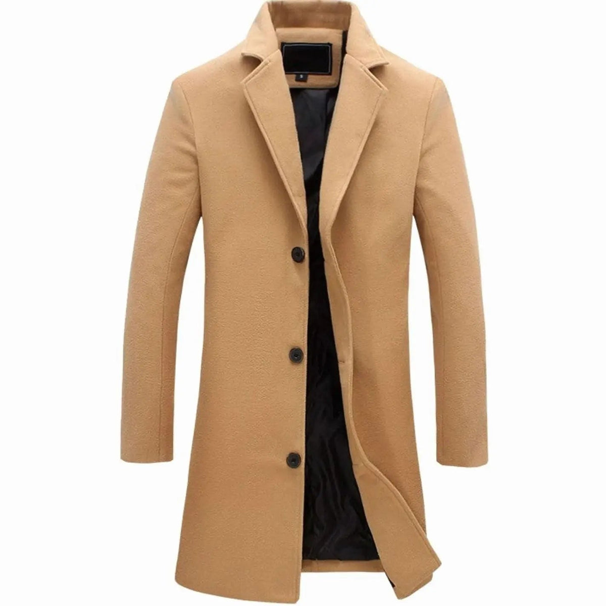 Men's Formal Single-Breasted Long Overcoat Tailored Fit