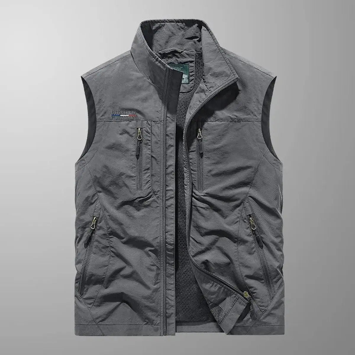 Mens Gilet Lightweight Sleeveless Multi-Pocket Zip-Up Vest