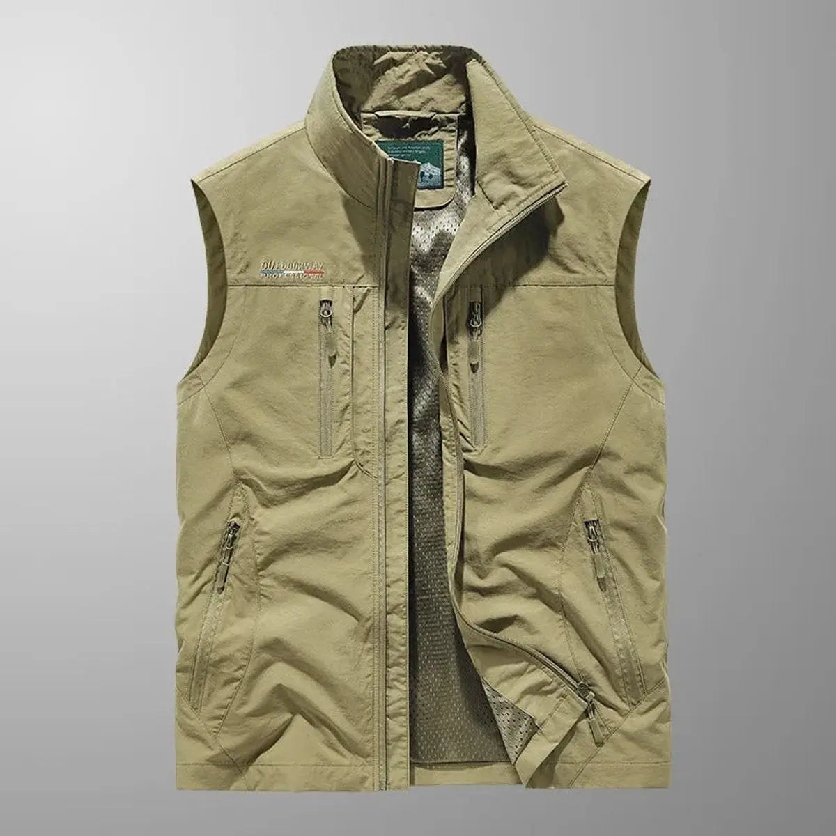 Mens Gilet Lightweight Sleeveless Multi-Pocket Zip-Up Vest