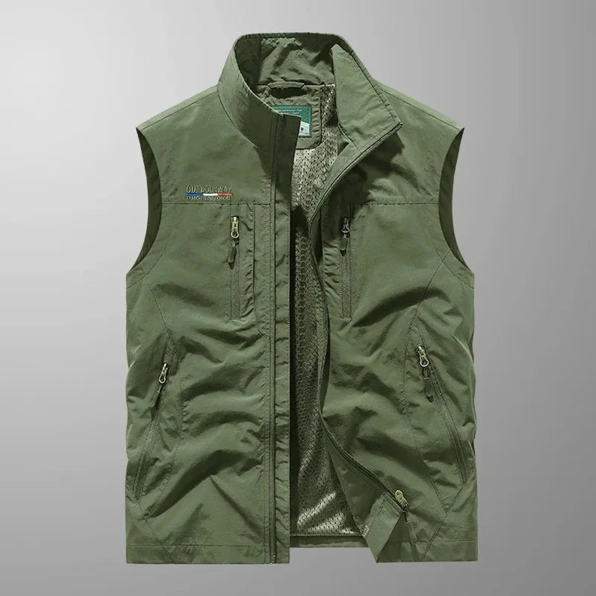 Mens Gilet Lightweight Sleeveless Multi-Pocket Zip-Up Vest