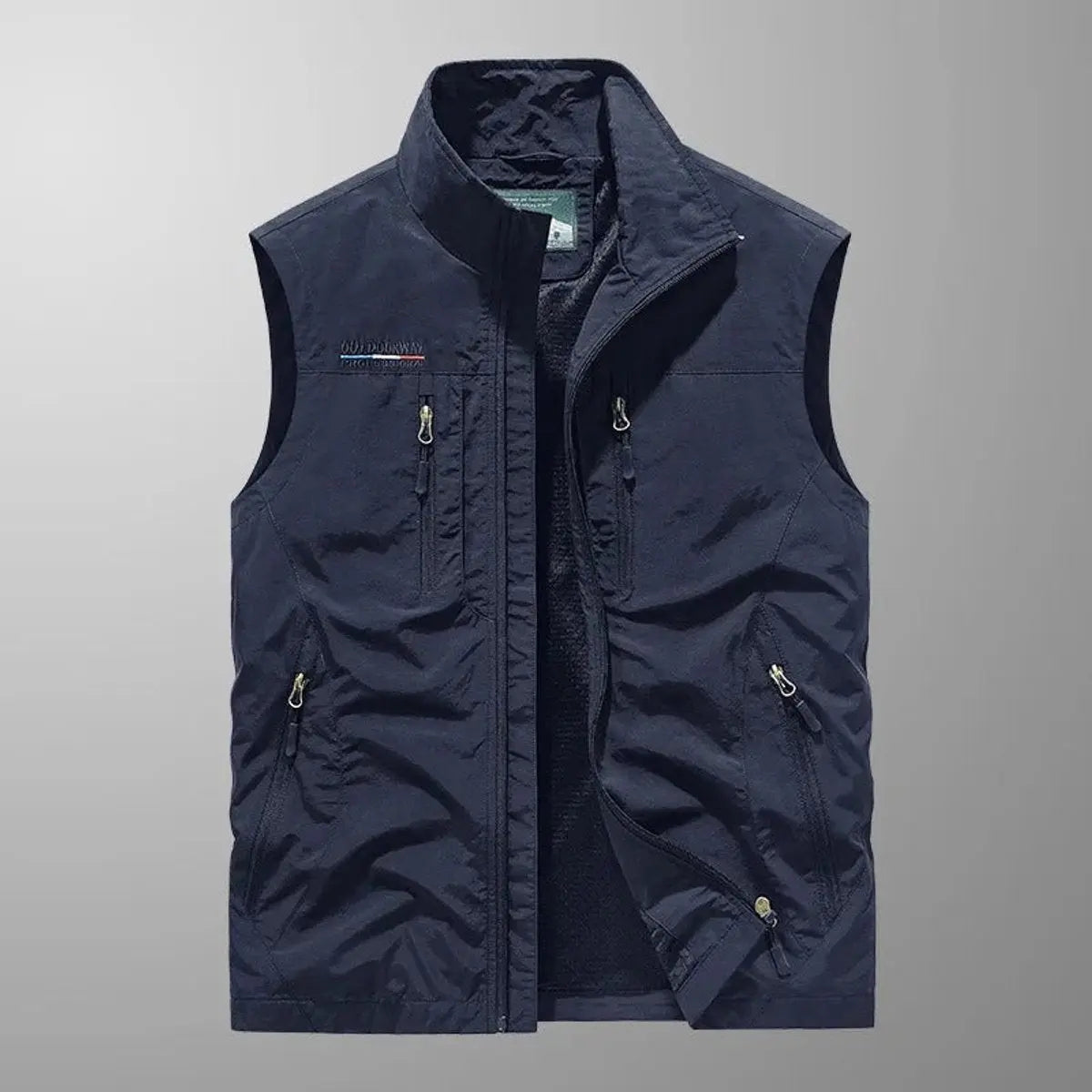 Mens Gilet Lightweight Sleeveless Multi-Pocket Zip-Up Vest