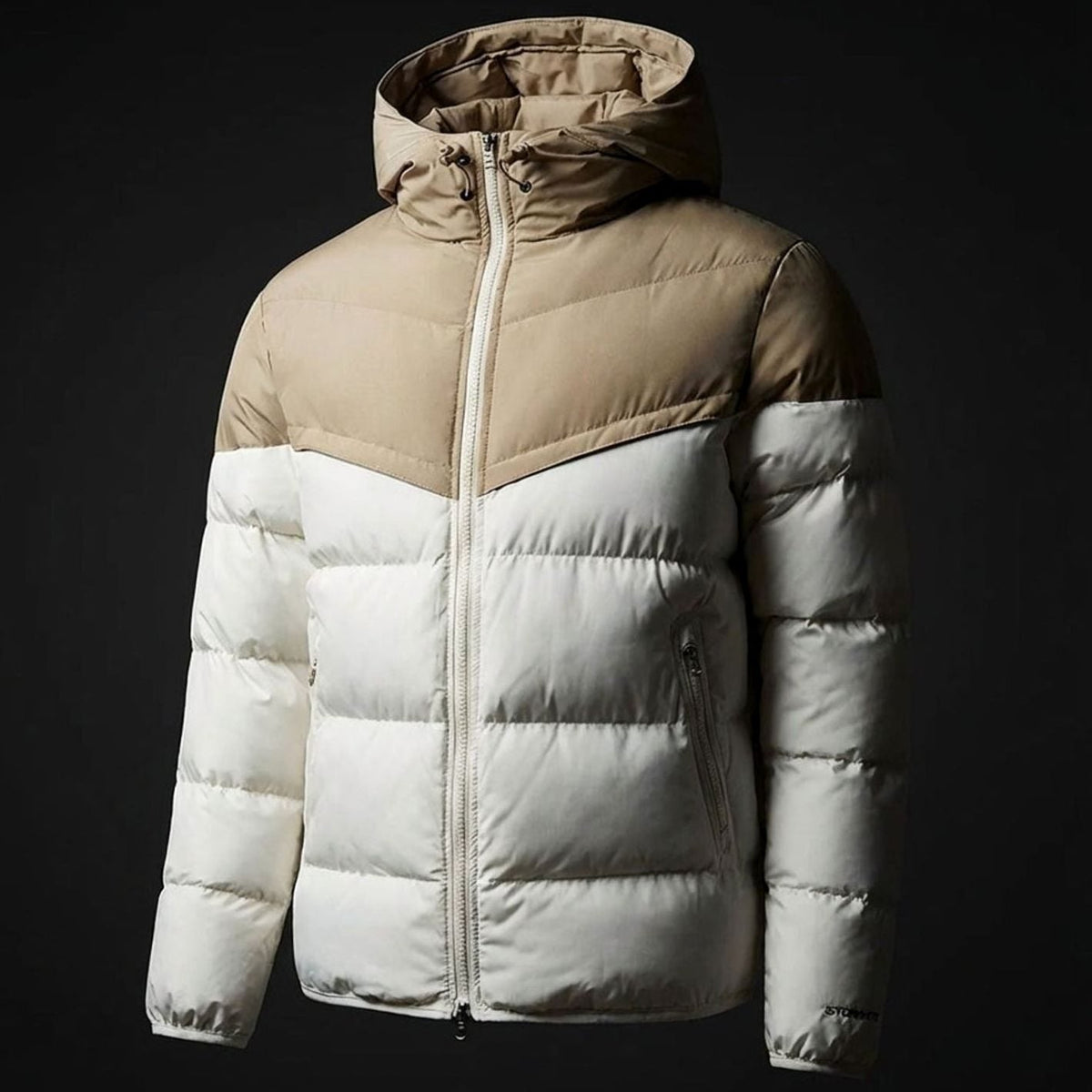 Men's Hooded Contrast-Panel Puffer Jacket