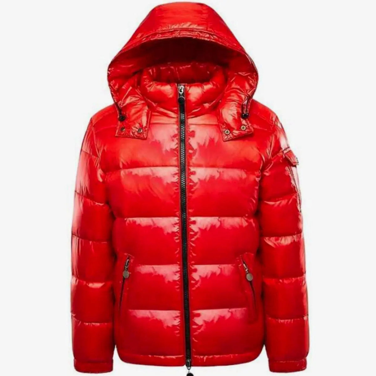 Men's Hooded Glossy Puffer Quilted Jacket Full-Zip Winter Coat