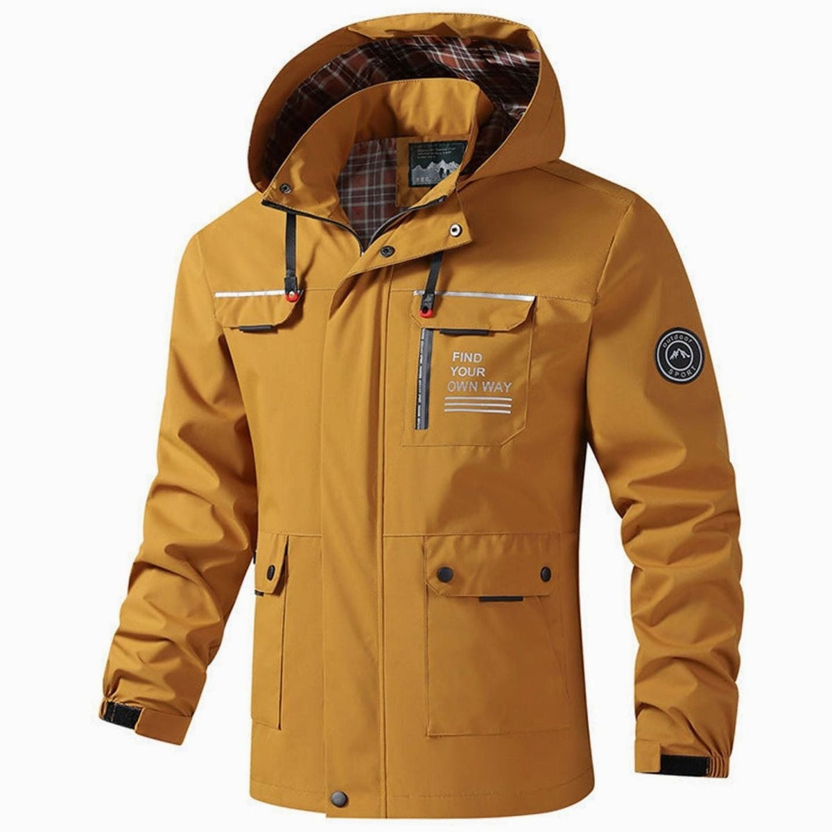 Men's Hooded Water-Resistant Outdoor Jacket Multi-Pocket