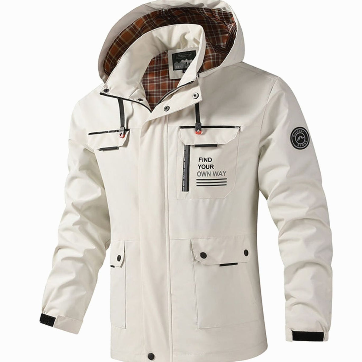 Men's Hooded Water-Resistant Outdoor Jacket Multi-Pocket