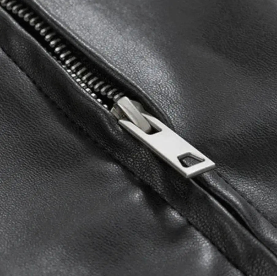 Men's Oversized Faux Leather Zip-Up Bomber Jacket