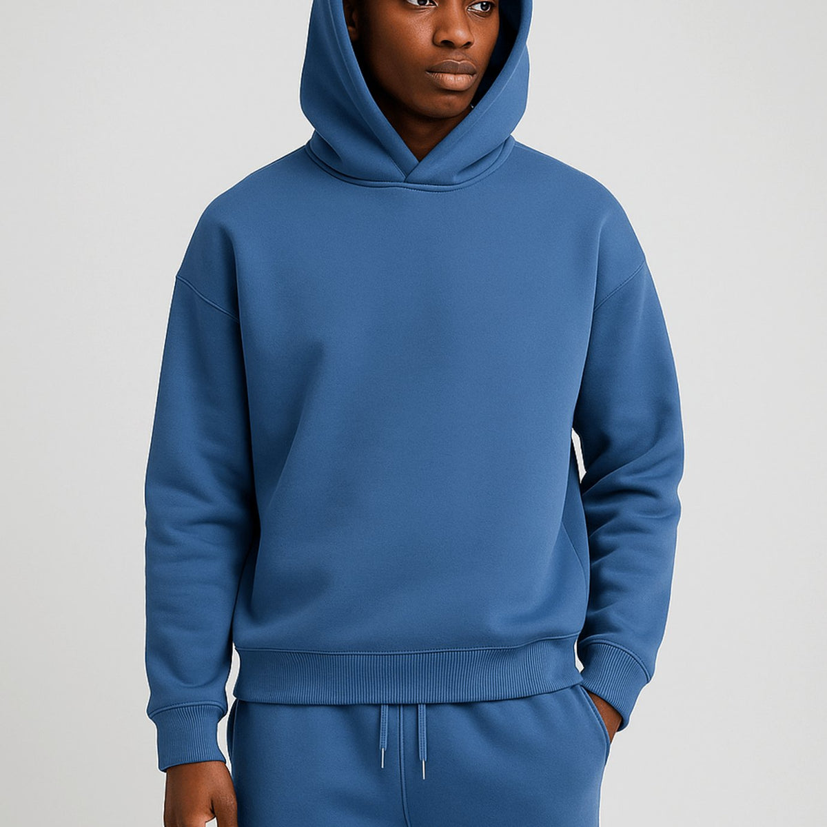 Men's Oversized Pullover Hoodie Jogger Tracksuit Set, Steel Blue