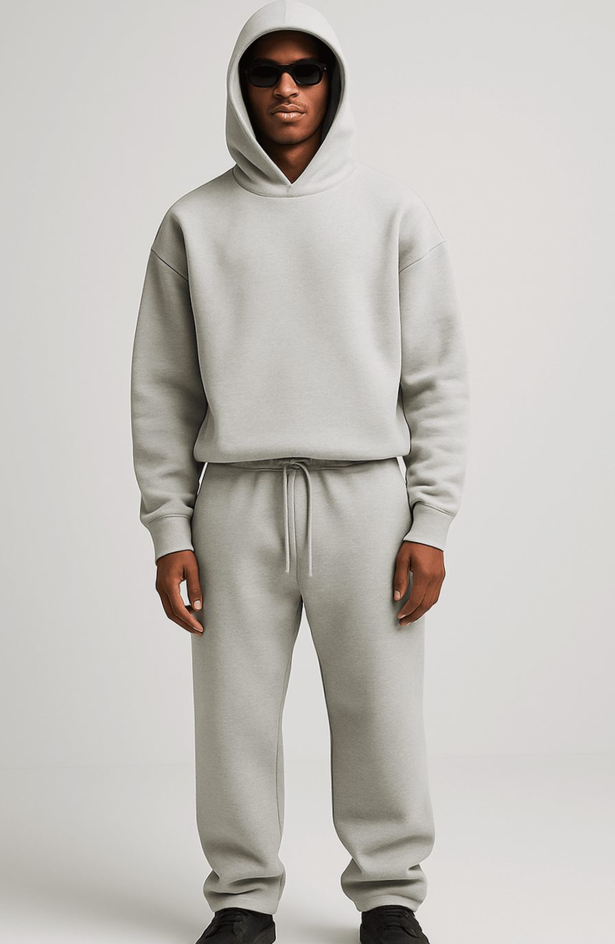 Men's Oversized Pullover Hoodie Jogger Tracksuit Set, Steel Blue