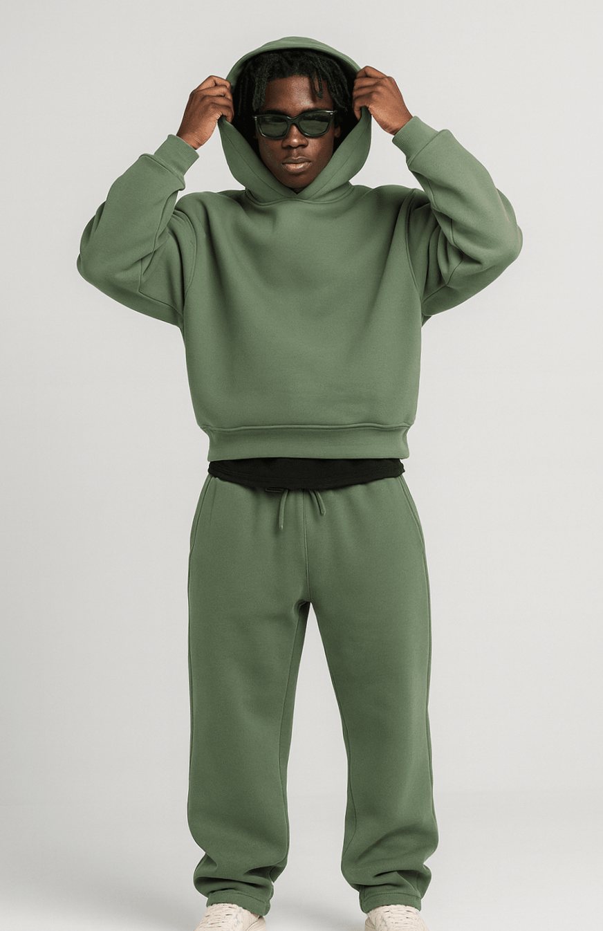 Men's Oversized Pullover Hoodie Jogger Tracksuit Set, Steel Blue