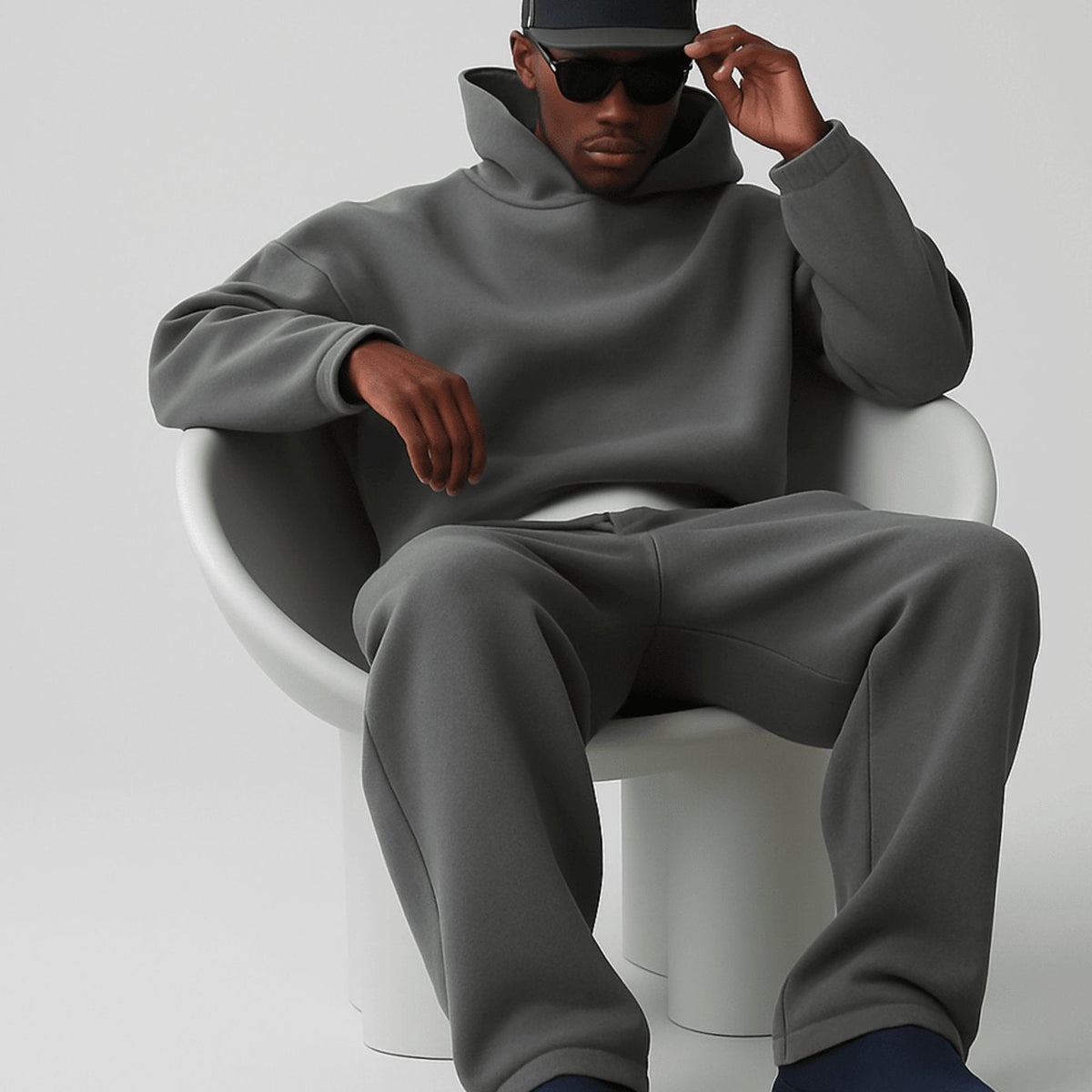 Men's Oversized Pullover Hoodie Jogger Tracksuit Set, Steel Blue