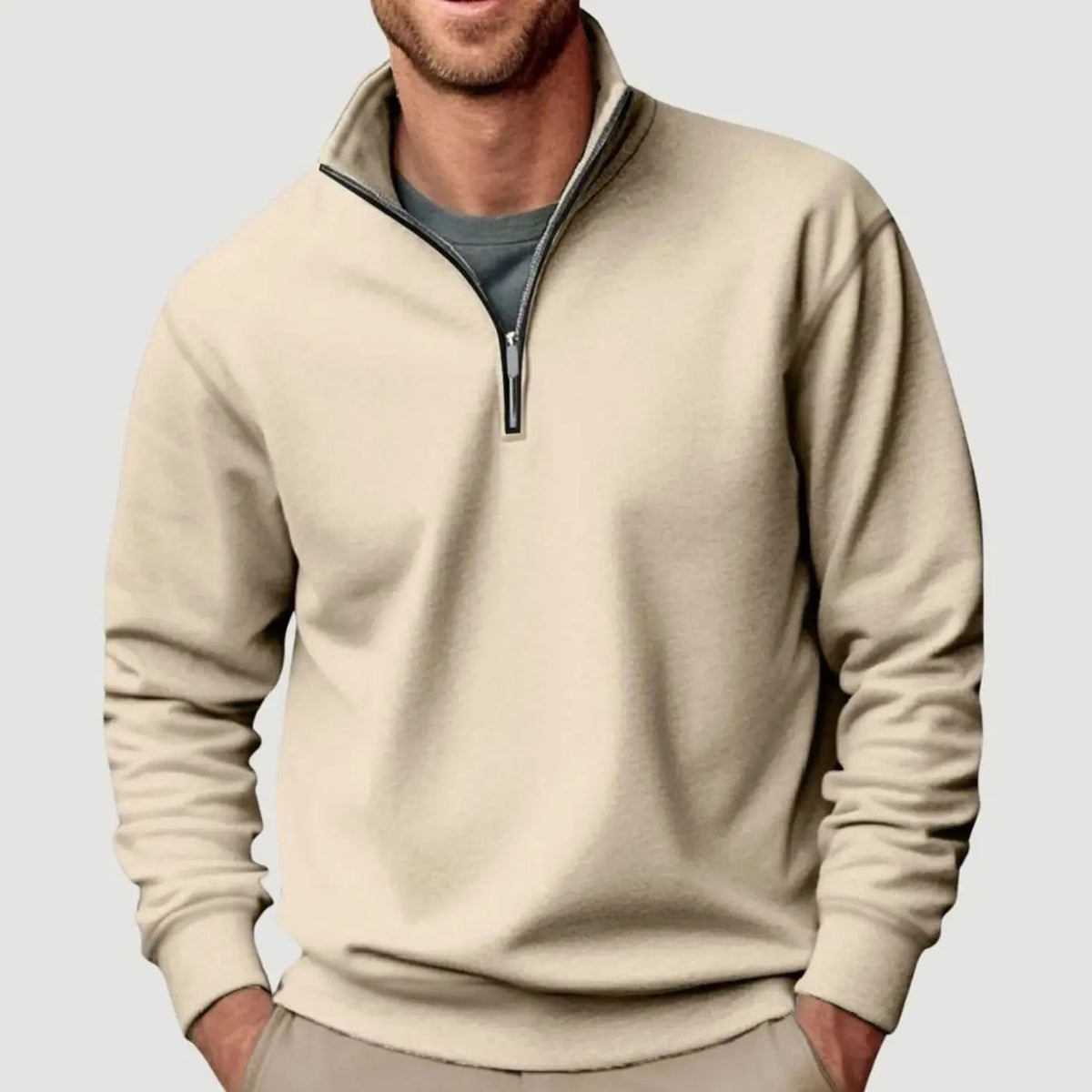 Men's Quarter-Zip Collar Sweatshirt Casual Relaxed Fit Pullover