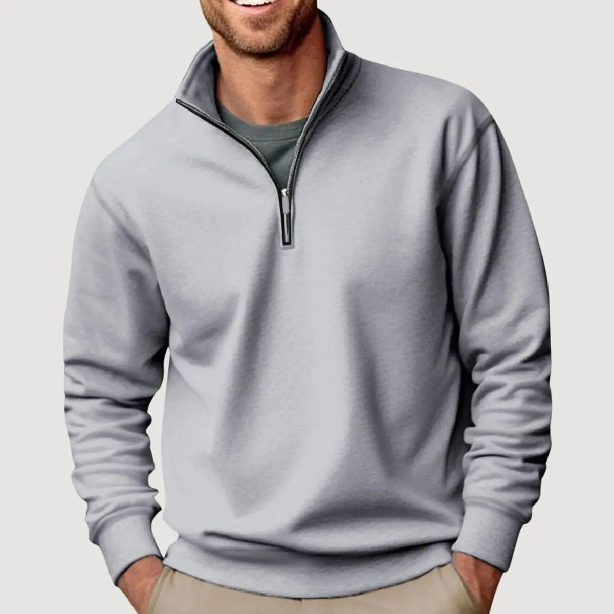 Men's Quarter-Zip Collar Sweatshirt Casual Relaxed Fit Pullover