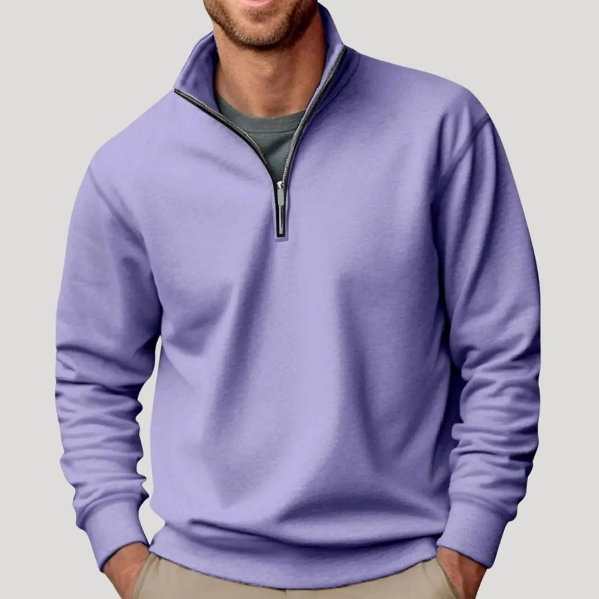Men's Quarter-Zip Collar Sweatshirt Casual Relaxed Fit Pullover