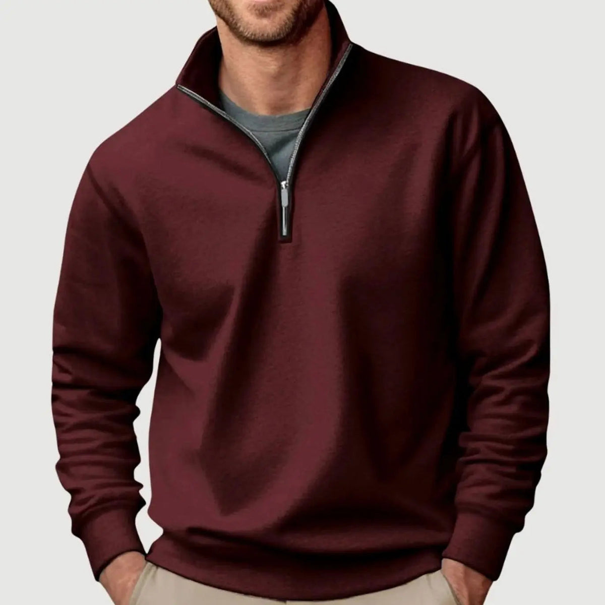 Men's Quarter-Zip Collar Sweatshirt Casual Relaxed Fit Pullover
