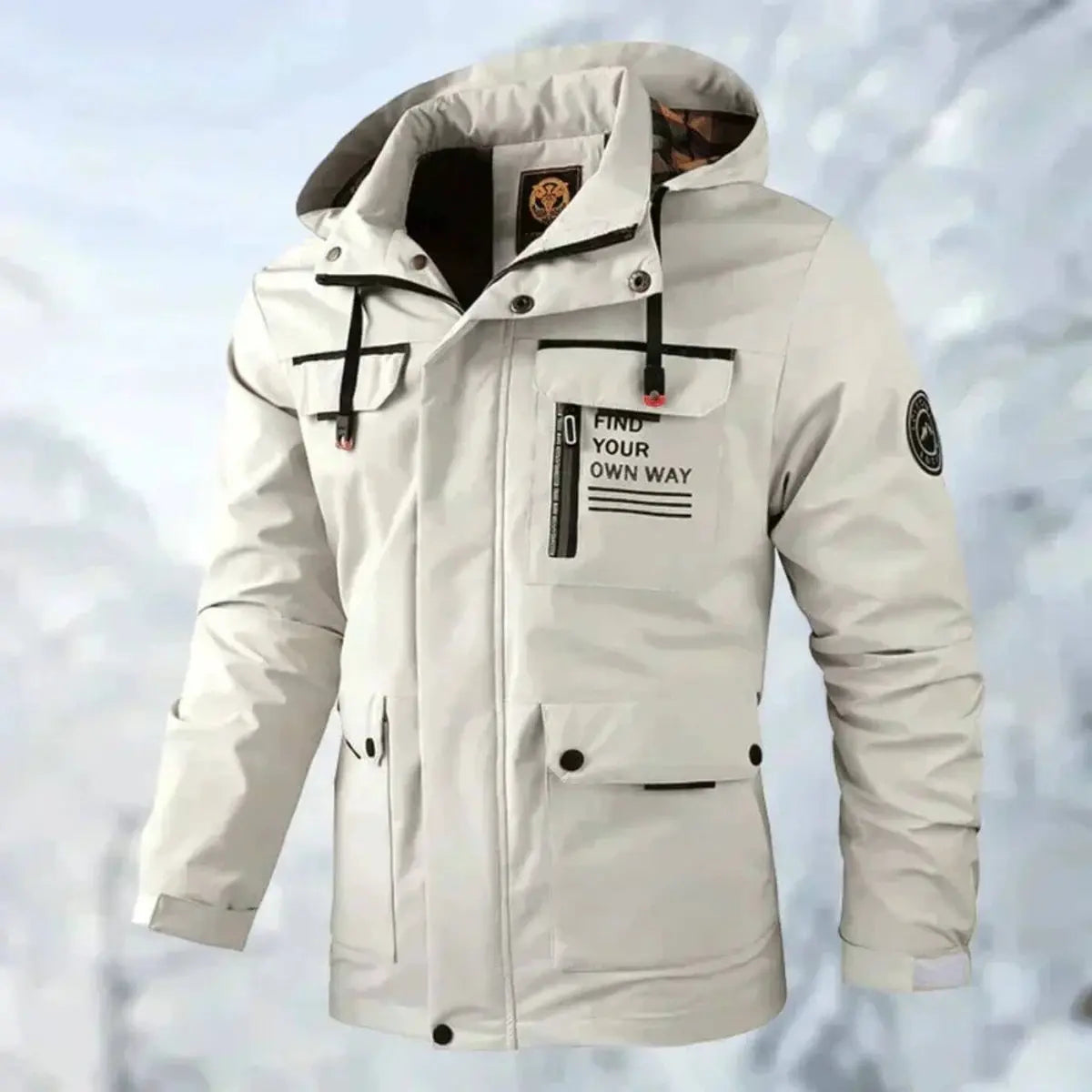 Mens Quilted Jacket Waterproof Hooded Windproof Outdoor Coat