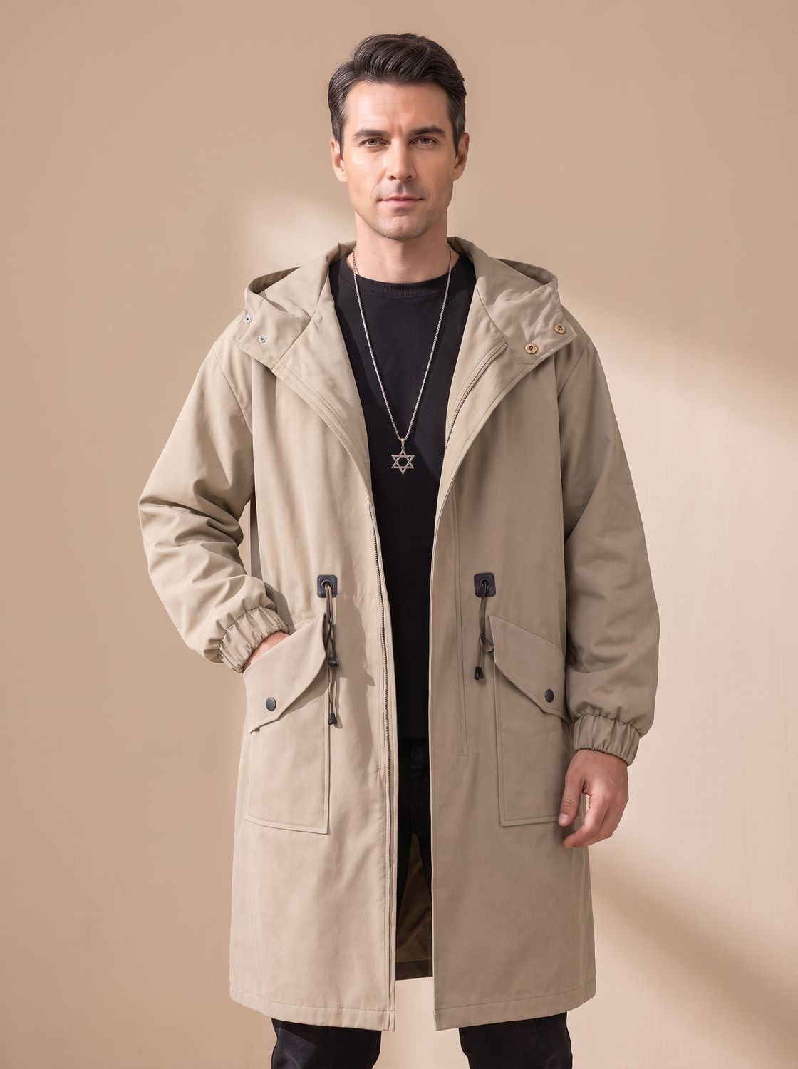 Leo | Men's Relaxed-Fit Drawstring Hooded Overcoat