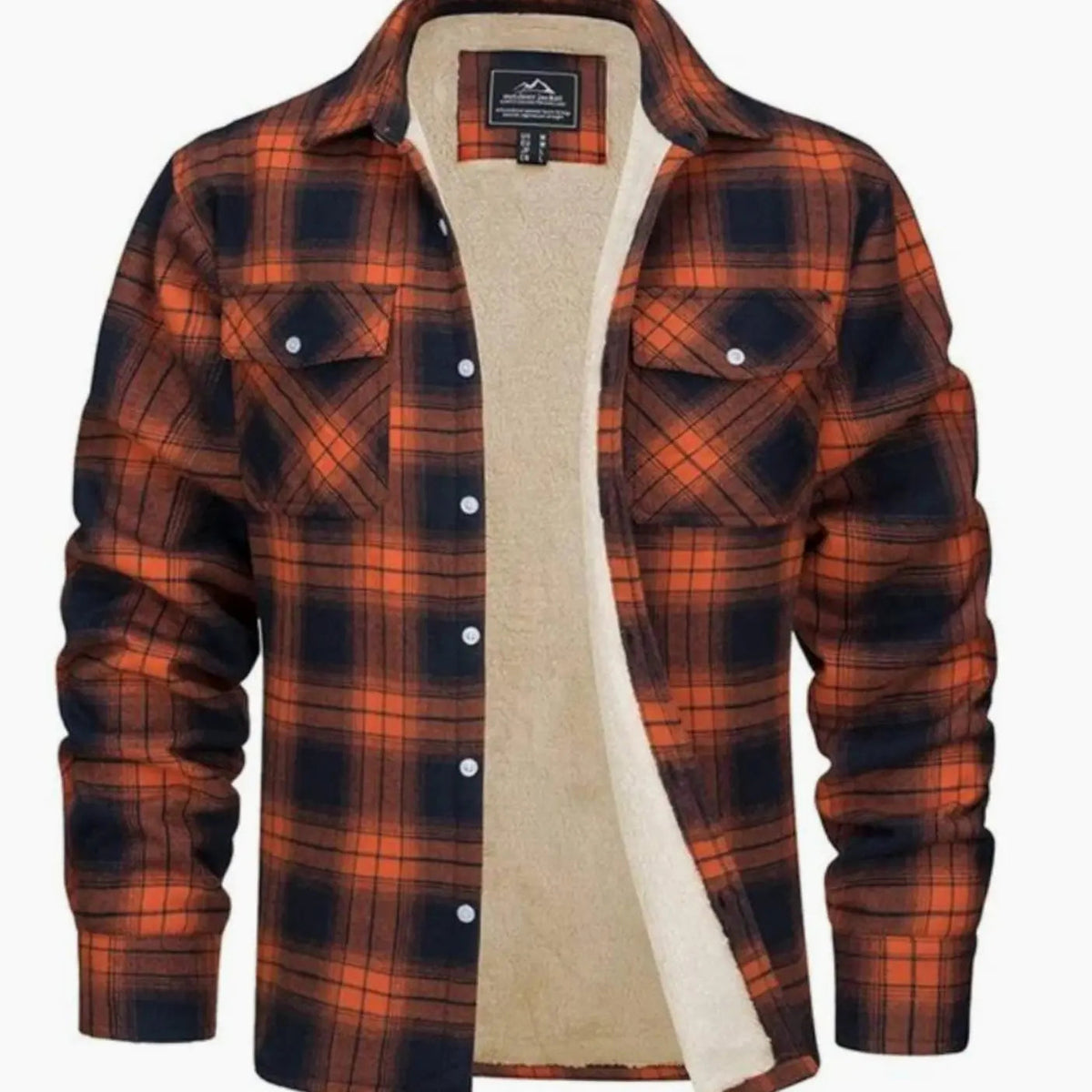 Men's Sherpa Lined Fleece Flannel Plaid Shirt Jacket Mens Coat