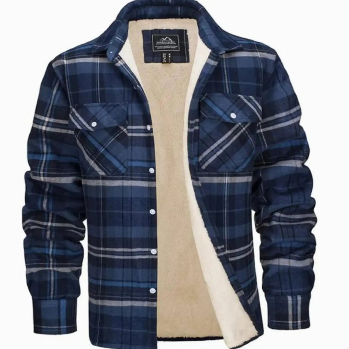 Men's Sherpa Lined Fleece Flannel Plaid Shirt Jacket Mens Coat