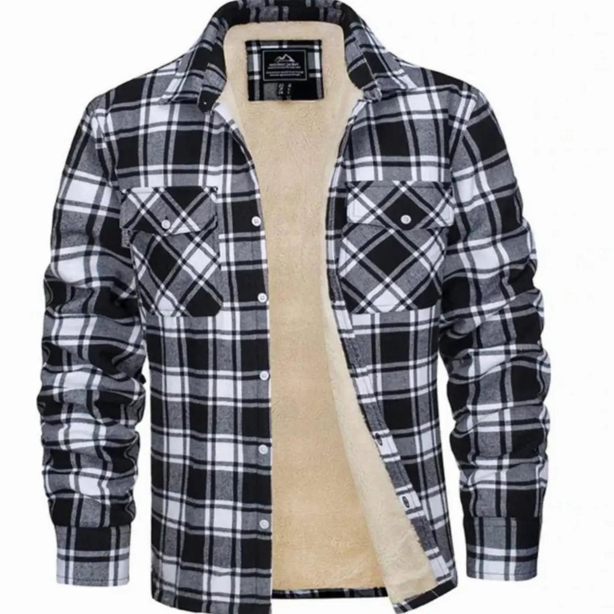 Men's Sherpa Lined Fleece Flannel Plaid Shirt Jacket Mens Coat