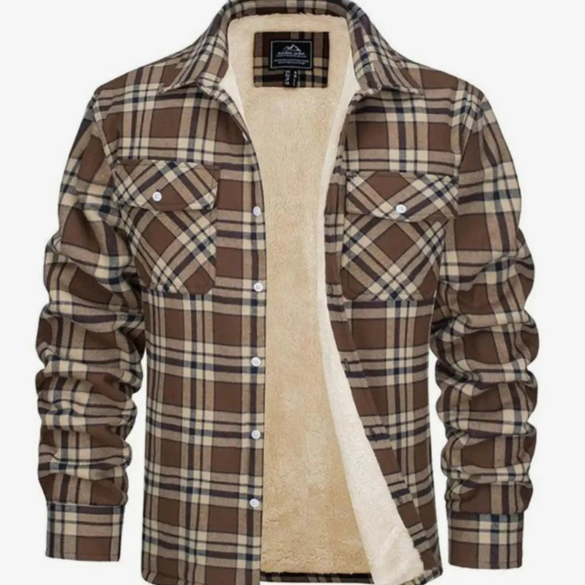 Men's Sherpa Lined Fleece Flannel Plaid Shirt Jacket Mens Coat