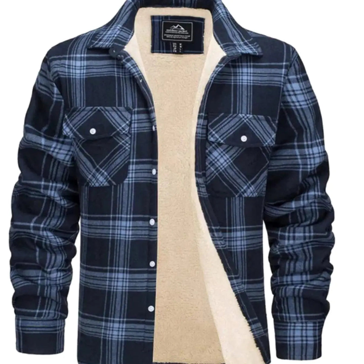 Men's Sherpa Lined Fleece Flannel Plaid Shirt Jacket Mens Coat