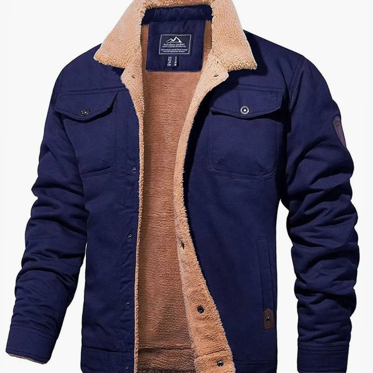 Men's Sherpa-Lined Relaxed-Fit Snap-Button Winter Jacket