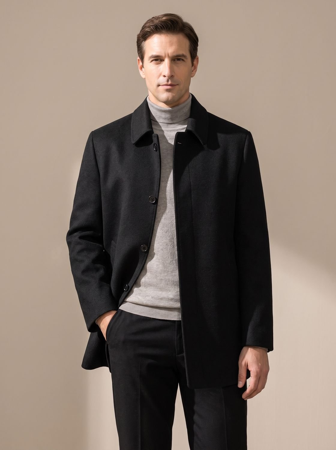 Noah | Men's Single-Breasted Wool Jacket Pointed Collar Coat