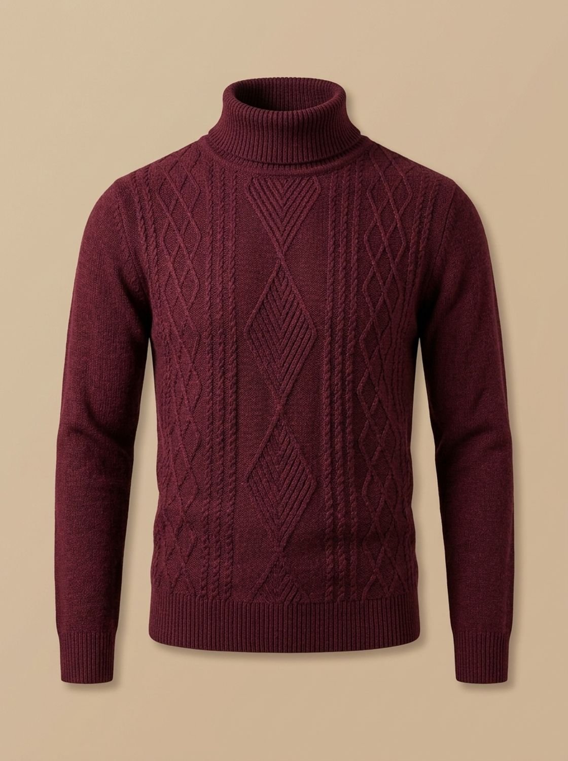 Men's Slim-Fit Cable-Knit Turtleneck Jumper