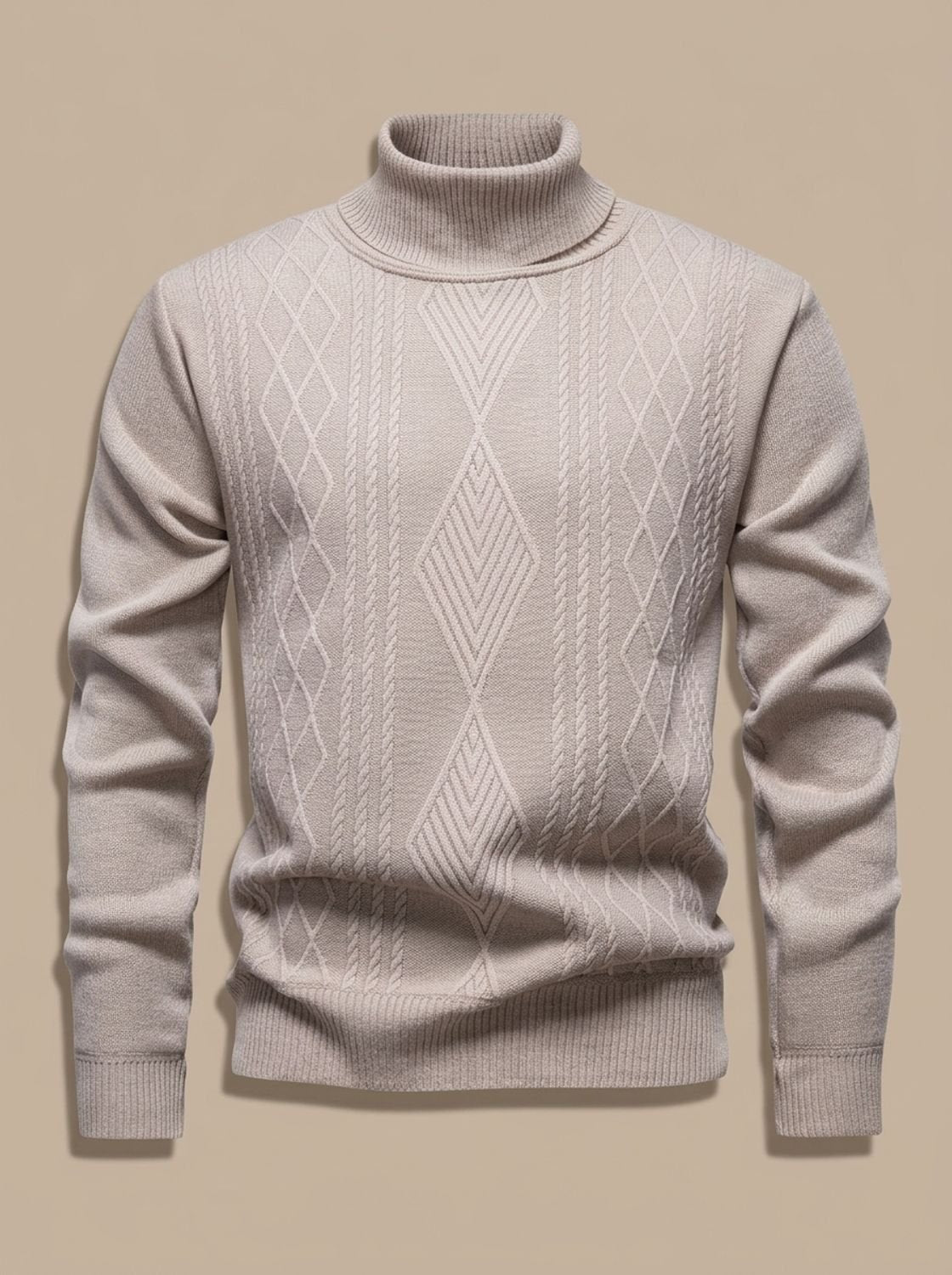 Men's Slim-Fit Cable-Knit Turtleneck Jumper