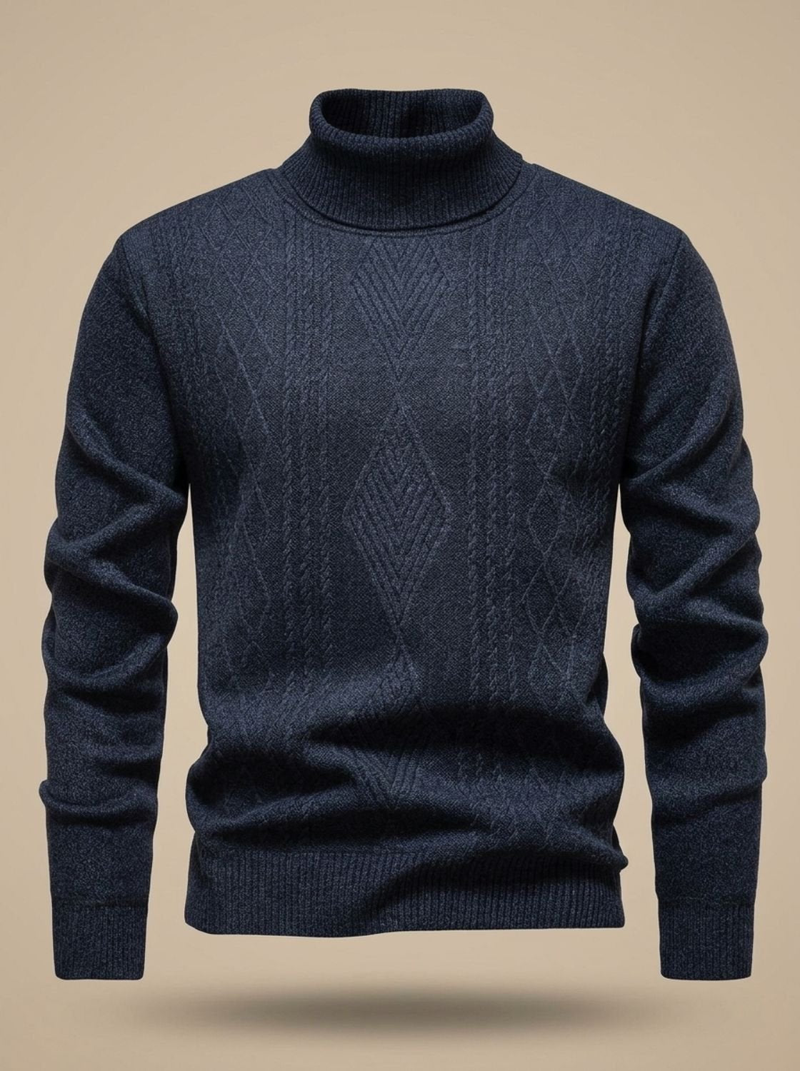 Men's Slim-Fit Cable-Knit Turtleneck Jumper
