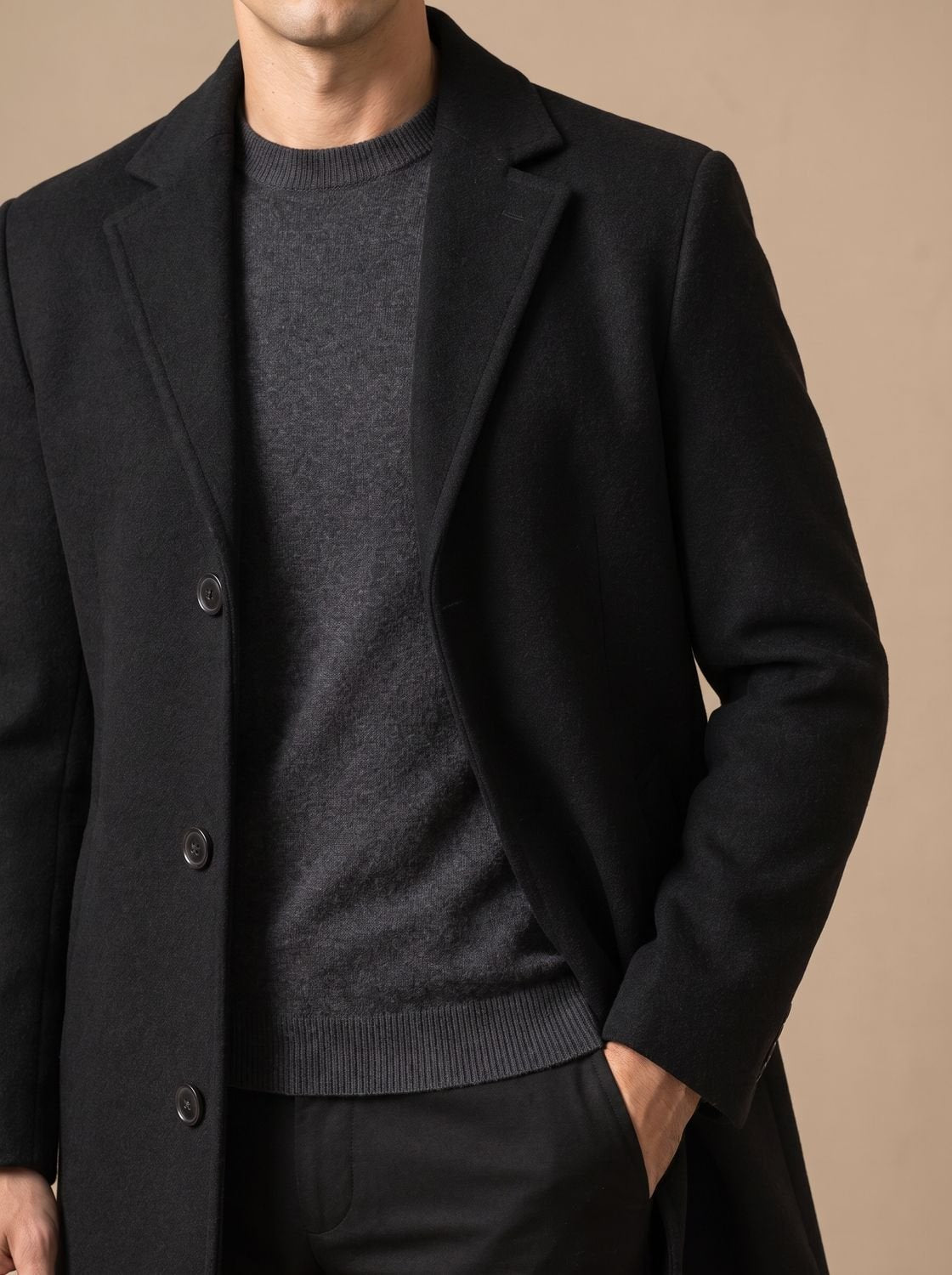 Jacob | Men's Slim-Fit Single-Breasted Notched-Lapel Tailored Topcoat