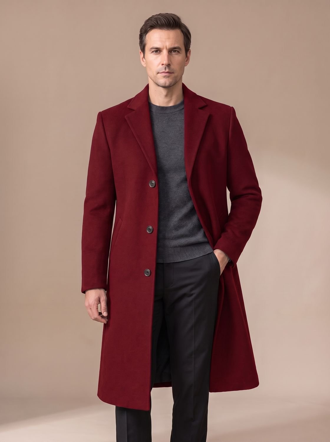 Jacob | Men's Slim-Fit Single-Breasted Notched-Lapel Tailored Topcoat