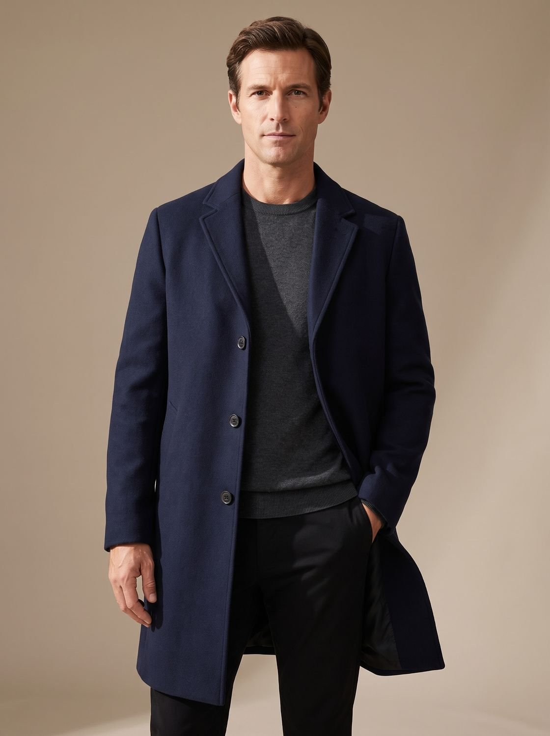Jacob | Men's Slim-Fit Single-Breasted Notched-Lapel Tailored Topcoat